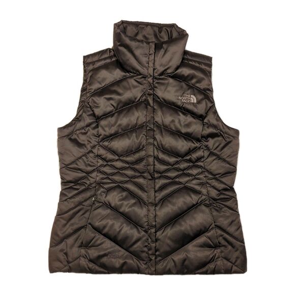 The North Face Womens S Aconcagua 550 Down Puffer Vest Purple Gray Silver Logo - Picture 1 of 12